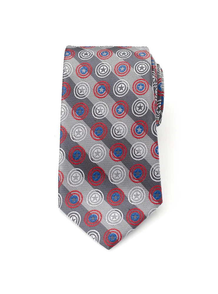 Marvel Captain America Shields Grey Stripe Men's Tie