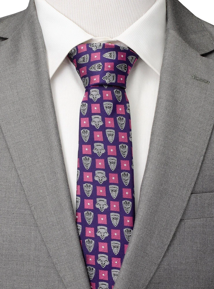 Marvel Guardians of the Galaxy Motifs Purple Men's Tie