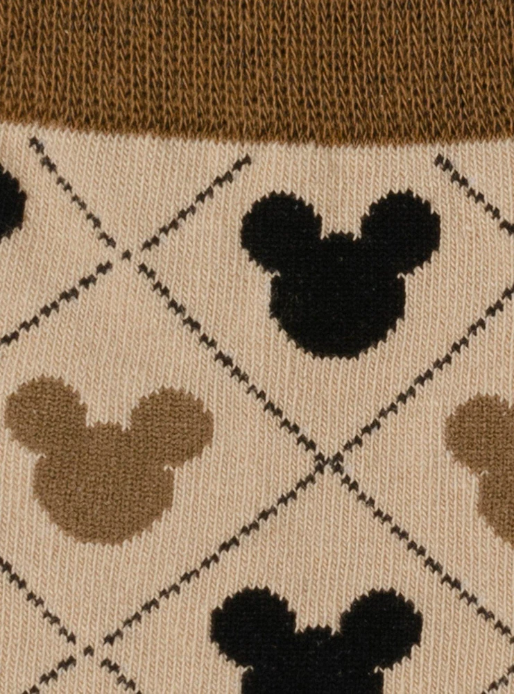 Disney Mickey Mouse Silhouette Diamond Tan Socks