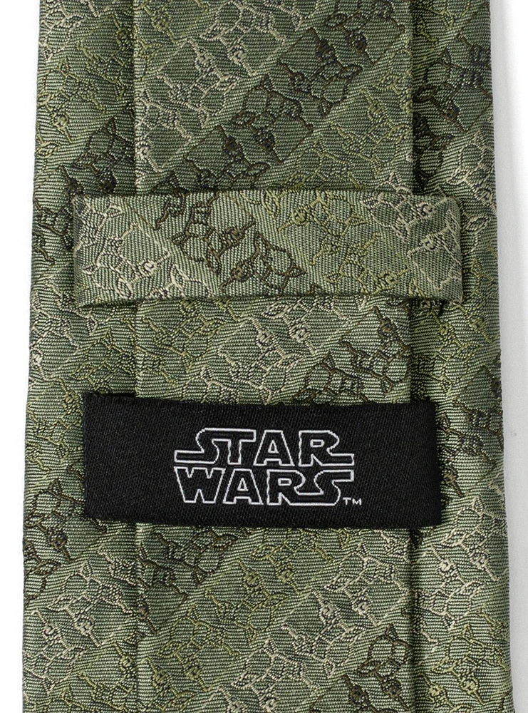 Star Wars The Mandalorian The Child Outline Stripe Sage Green Men's Tie