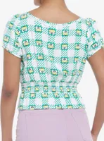 Keroppi Gingham Peplum Girls Woven Top