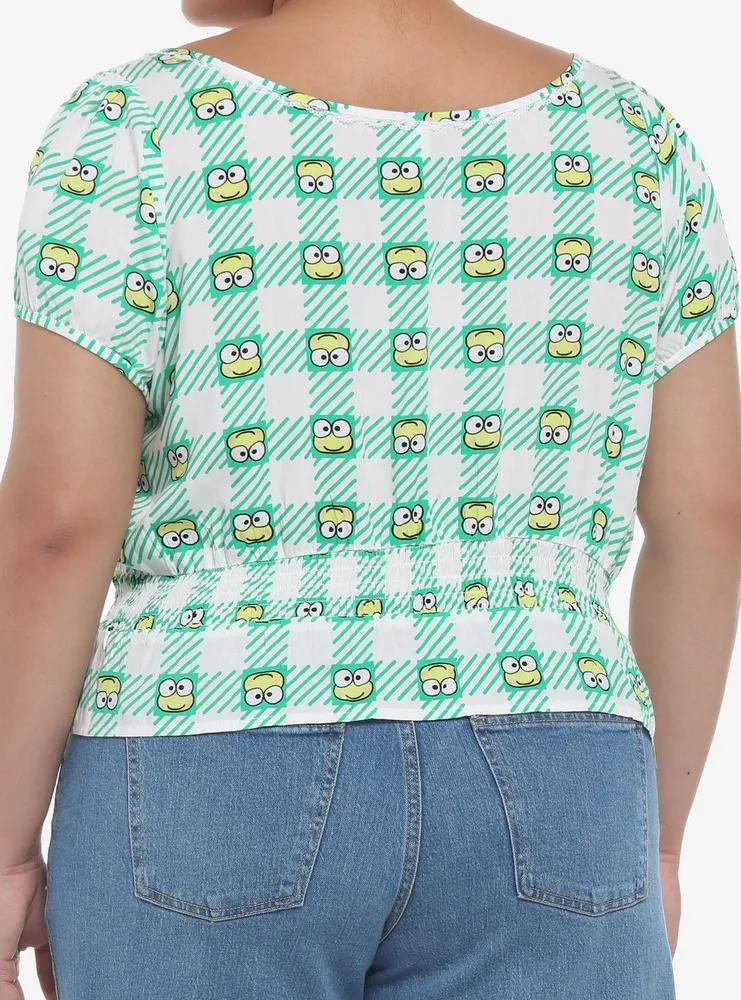 Keroppi Gingham Peplum Girls Woven Top Plus