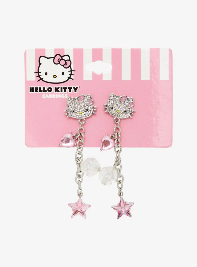 Hello Kitty Name Bling Heart Hoop Earrings