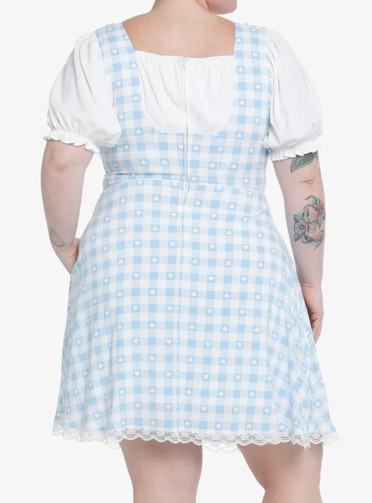 Sweet Society Blue & White Gingham Corset Dress Plus