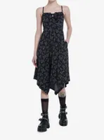 Cosmic Aura Black & Grey Butterfly Hanky Hem Dress