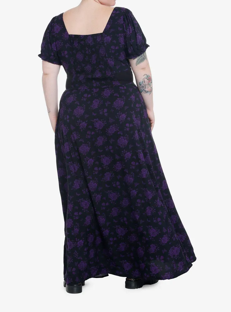 Cosmic Aura Purple Rose Maxi Dress Plus