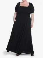 Thorn & Fable Black Smock Puff Sleeve Maxi Dress Plus Size