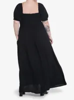 Thorn & Fable Black Smock Puff Sleeve Maxi Dress Plus