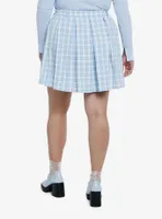 Sweet Society Baby Blue Plaid Pleated Skirt Plus Size