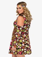 Starflower Hippie Costume Floral Dress and Headband Plus