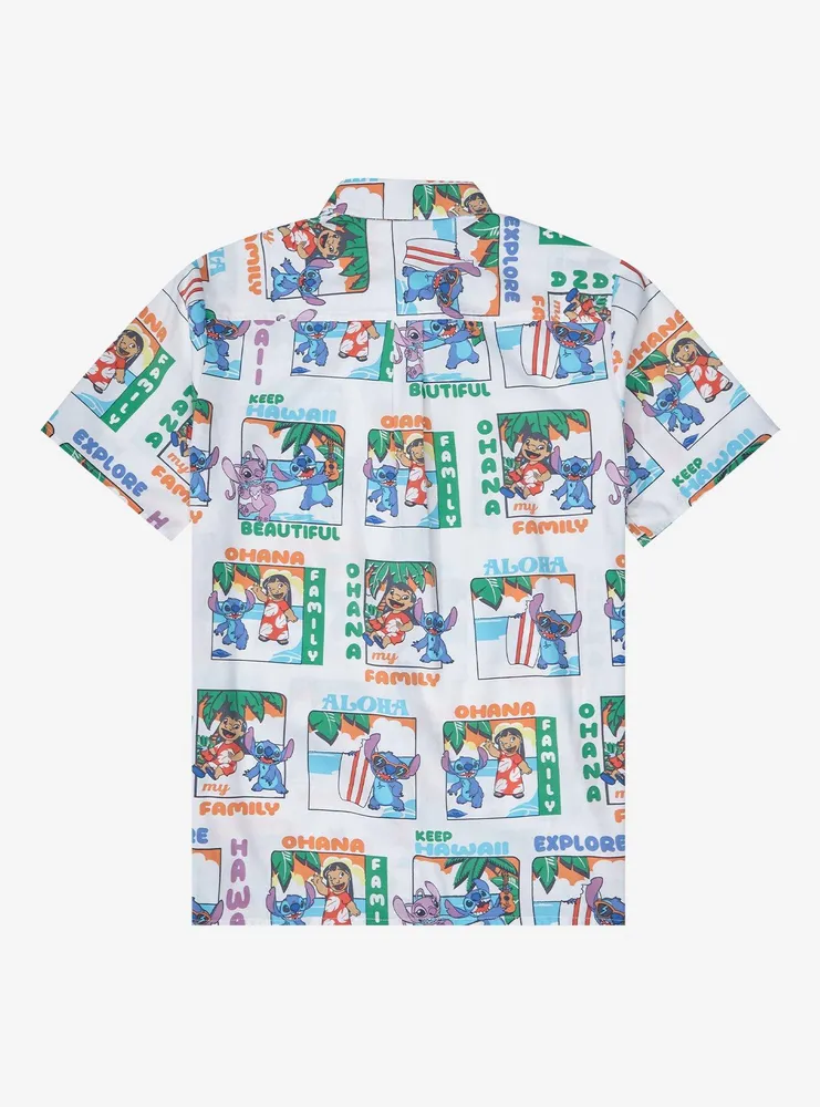 Disney Lilo & Stitch: The Series Character Allover Print Woven Button-Up - BoxLunch Exclusive