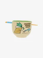 Star Wars The Mandalorian Grogu Protect Attack Snack Ramen Bowl with Chopsticks 