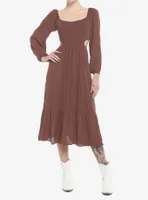 Chocolate Brown Cutout Back Maxi Dress