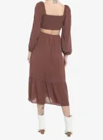 Chocolate Brown Cutout Back Maxi Dress