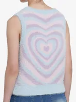 Sweet Society Pastel Hearts Fuzzy Girls Sweater Vest