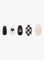 Blackheart Checker Heart Faux Nail Set