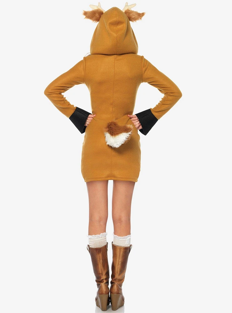 Cozy Fawn Costume Dress with Ear Hood and Fawn Tail