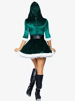 Mrs. Claus Costume Velvet Hooded Dress with Belt