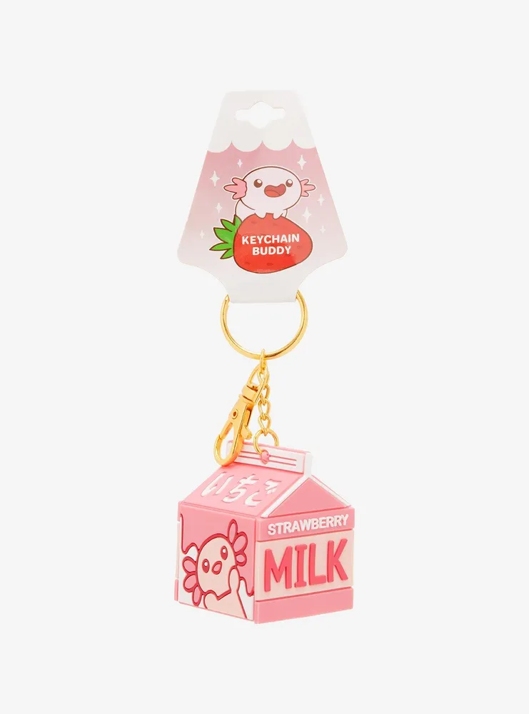 Axolotl Strawberry Milk Carton Keychain - BoxLunch Exclusive