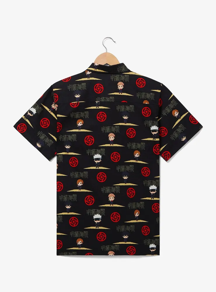 Jujutsu Kaisen Chibi Characters Allover Print Woven Button-Up - BoxLunch Exclusive