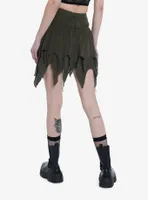 Thorn & Fable Green Hanky Hem Skirt