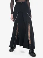 Chain Suspender Zipper Maxi Skirt