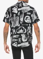 Skeleton Anatomy Allover Print Woven Button-Up