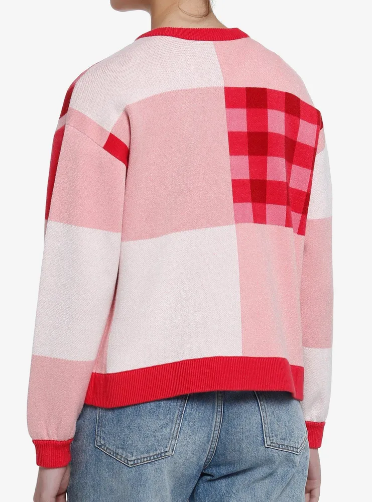 Strawberry Shortcake Gingham Patchwork Girls Cardigan