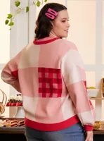 Strawberry Shortcake Gingham Patchwork Girls Cardigan Plus