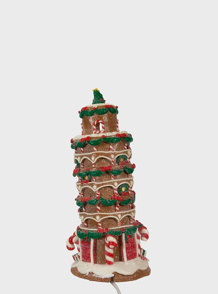 Kurt Adler Leaning Tower of Pisa Gingerbread House Figure