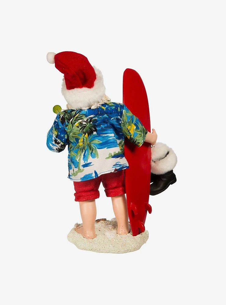 Kurt Adler Fabriche Santa with Surfboard and Drink Figure