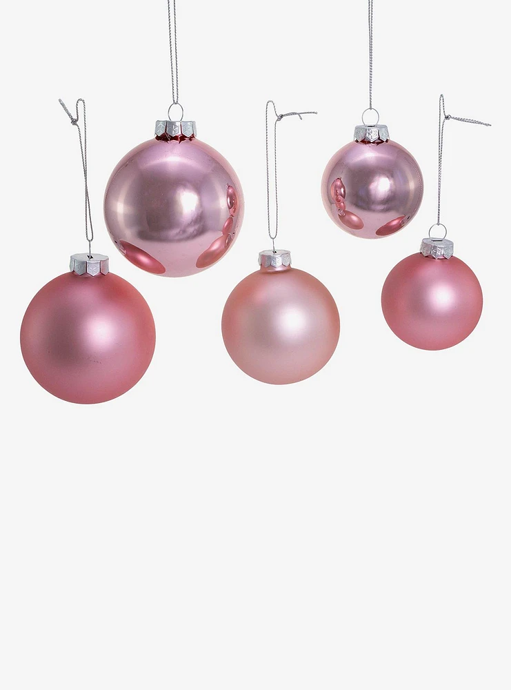 Kurt Adler Shiny and Matte Glass Ball Ornaments Set