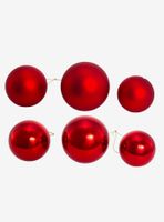Kurt Adler Shiny and Matte Red Glass Ball Ornaments Set