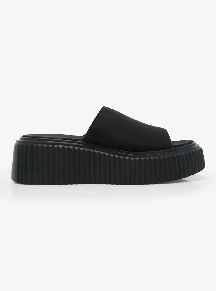 Black Slip-On Platform Sandal