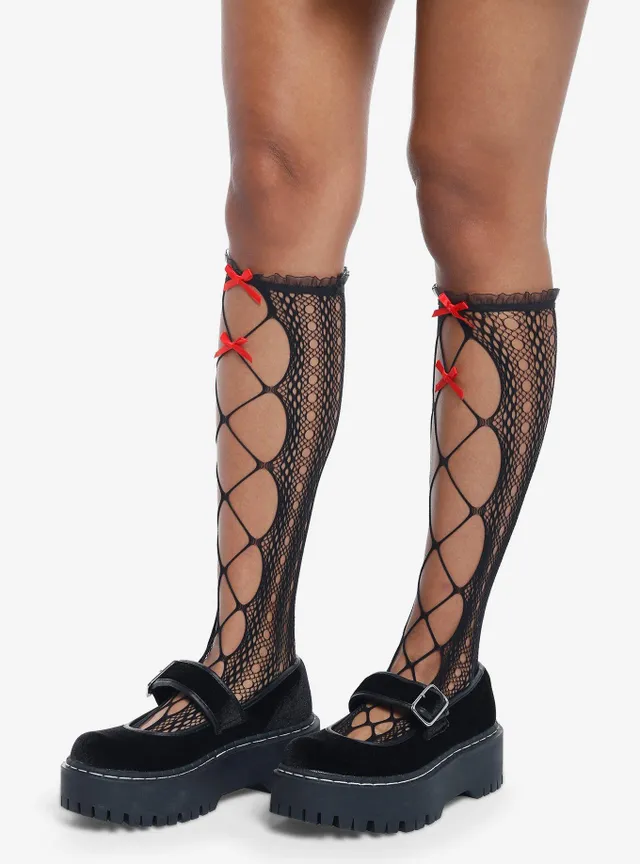 Black Sugar Skull Fishnet Thigh Highs