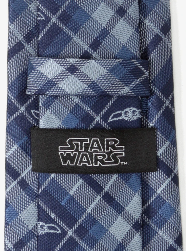 Star Wars The Mandalorian The Child Plaid Blue Men's Tie