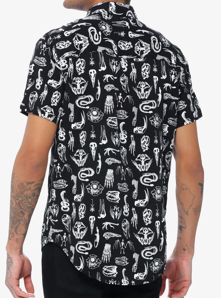 Creature Skeletons Woven Button-Up