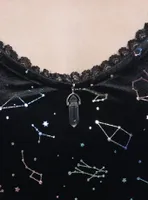 Cosmic Aura Rainbow Constellations Velvet Skater Dress