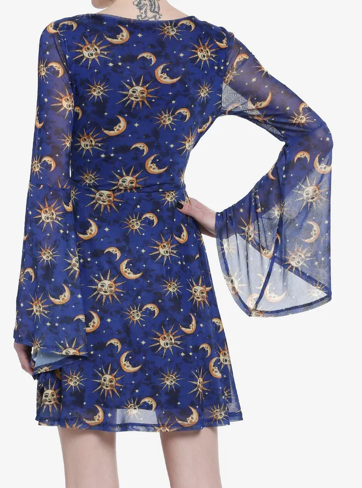 Cosmic Aura Celestial Bell Sleeve Dress