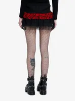 Social Collision Red Skull Tulle Mini Skirt