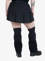 Black Pleated Mini Skirt With Leg Warmers Plus Size