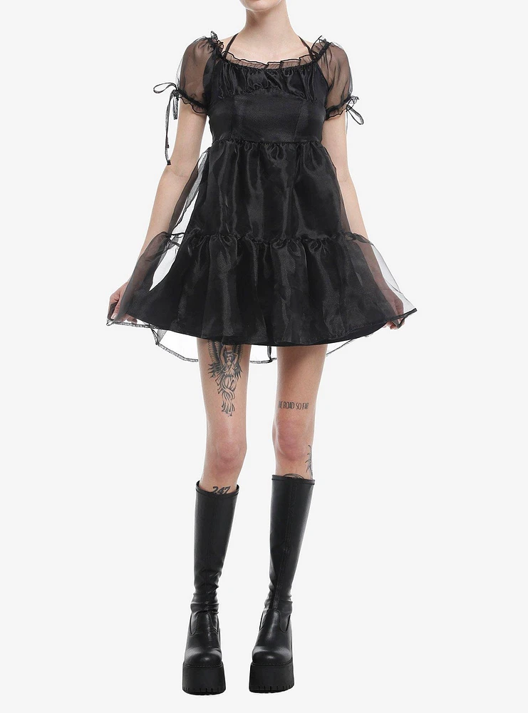 Thorn & Fable® Black Organza Tiered Dress