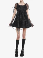 Thorn & Fable® Black Organza Tiered Dress