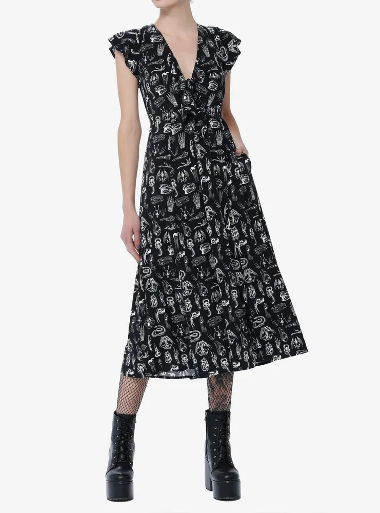 Social Collision Animal Anatomy Tie-Front Midi Dress