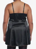 Social Collision Black Satin Slip Dress Plus