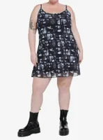 Social Collision Zombie Mona Lisa Mesh Mini Dress Plus