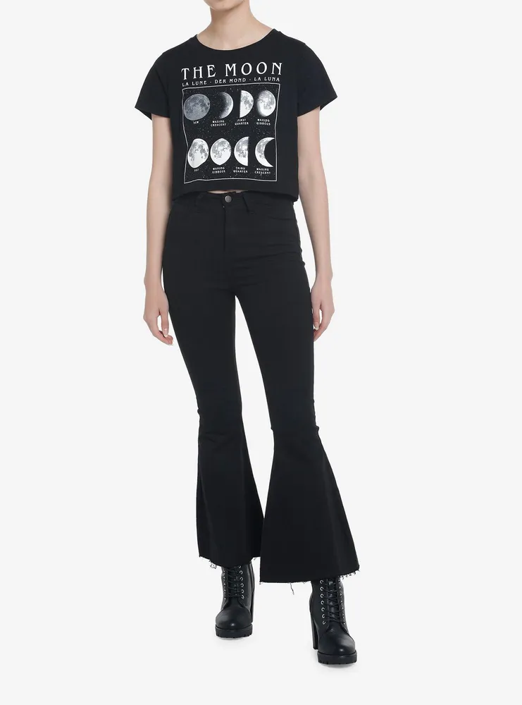 Cosmic Aura Moon Phases Glow-In-The-Dark Crop Girls T-Shirt