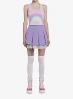 Sweet Society Pastel Rainbow Fuzzy Knit Crop Girls Tank Top