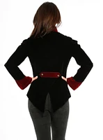 Black and Red Military Velvet Jacket