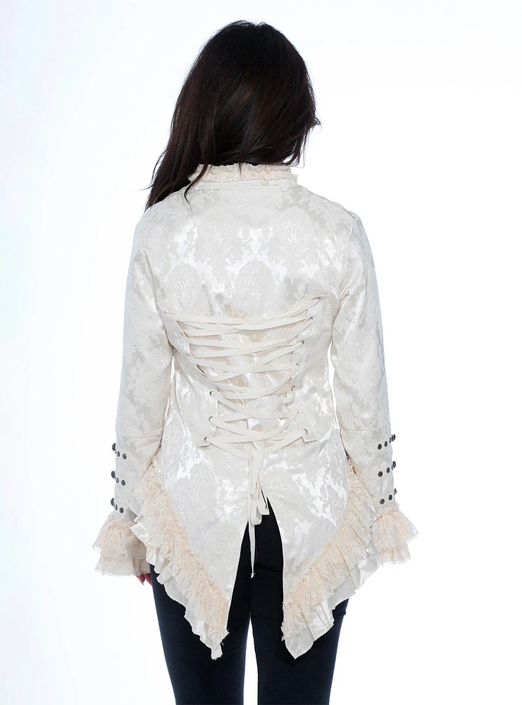 Off-white Brocade Tailed Jacket